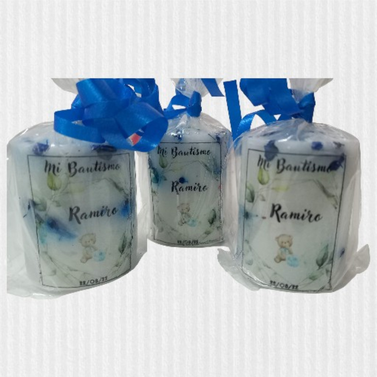 Pack x15 Velas Cilíndricas Estilizadas Premium (3x6 cm) – Flores Incrustadas, Personalizado Fusionado - Imagen 2