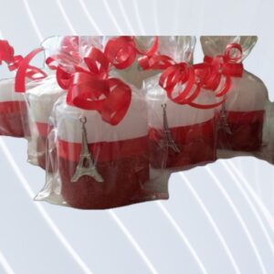 Pack x3 Velas Cilíndricas con Glitter, Dije y Cinta (5x5 cm) - Brezos Aromas