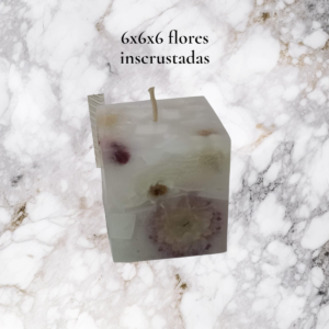 Vela Cubo Botánica con Flores Secas (6x6 cm) – Brezos Aromas
