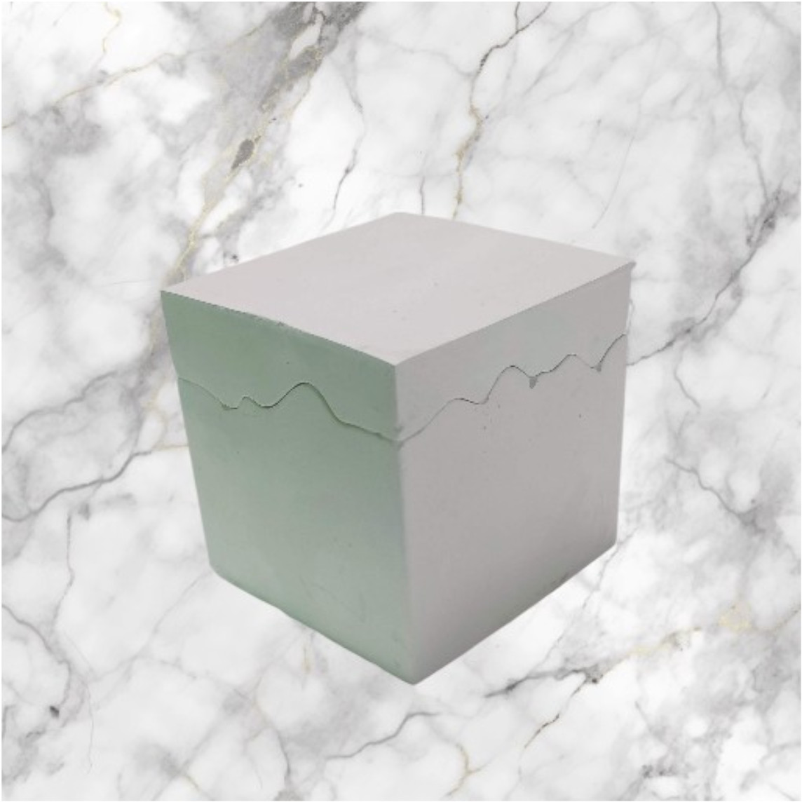 Alhajero Cuadrado Minimalista con Tapa Ajustable – Yeso y Marmolín (Blanco) - Imagen 2