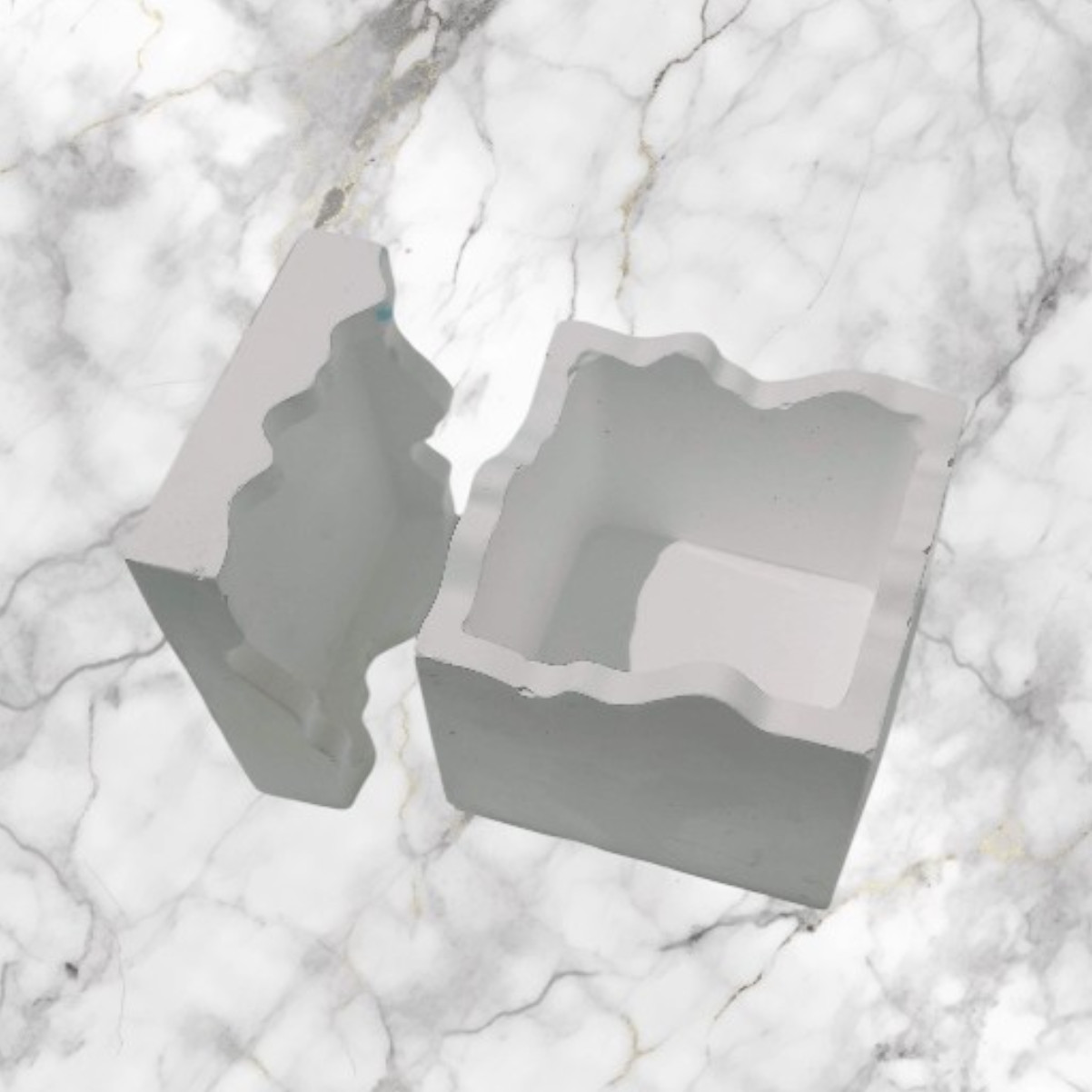 Alhajero Cuadrado Minimalista con Tapa Ajustable – Yeso y Marmolín (Blanco) - Imagen 3