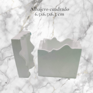 Alhajero Cuadrado Minimalista con Tapa Ajustable – Yeso y Marmolín (Blanco)