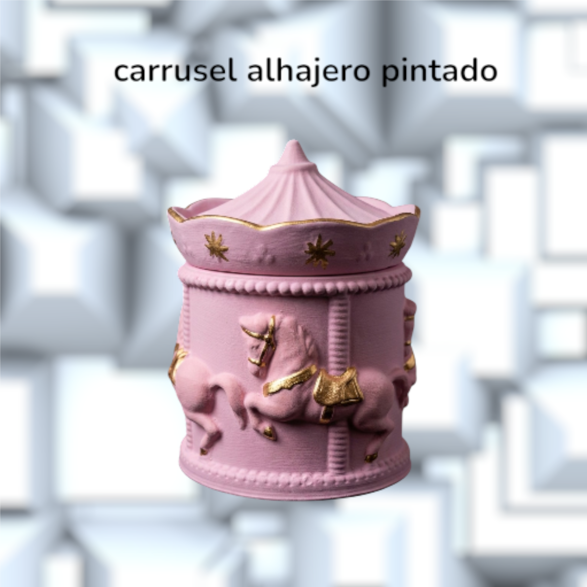 Alhajero Carrusel Mágico con Tapa – Diseño Labrado de Caballitos - Imagen 6