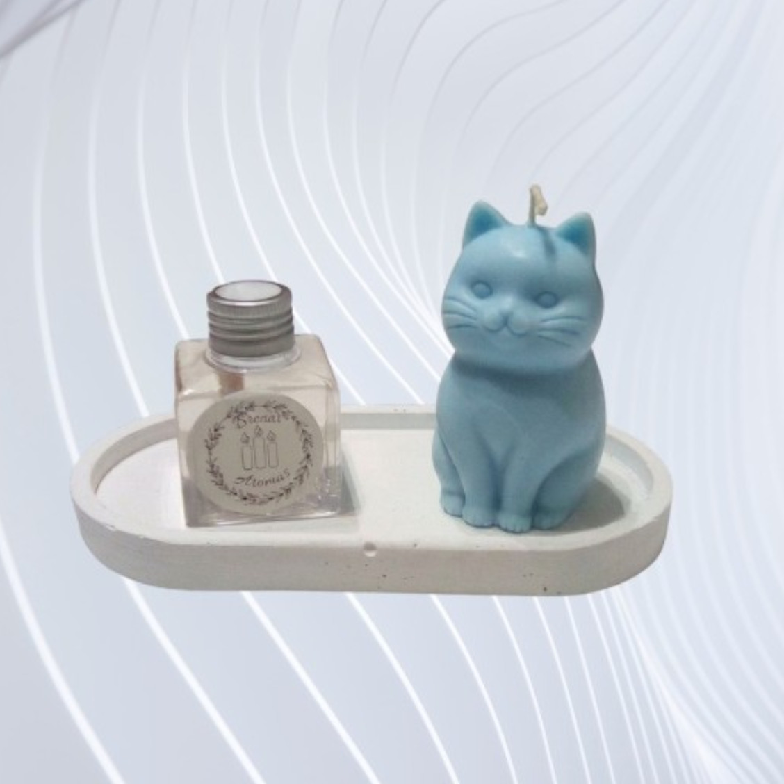 Set de Regalo - Combo N° 14: Difusor con Varillas Personalizado & Vela de Soja Escultórica Gato - Imagen 2