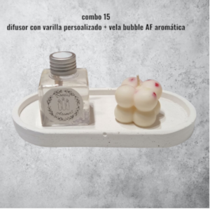 Set de Regalo - Combo N° 15: Bandeja Deco, Difusor Personalizado & Vela de Soja Bubble