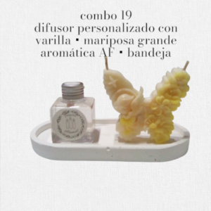 Set de Regalo - Combo N° 19: Bandeja Deco, Difusor (70cc) & Vela de Soja Mariposa Grande