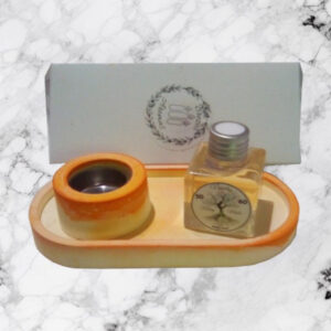 Set de Regalo - Combo N° 20: Bandeja & Portavela Pintados, Difusor (70cc) + Pack de Velas de Noche