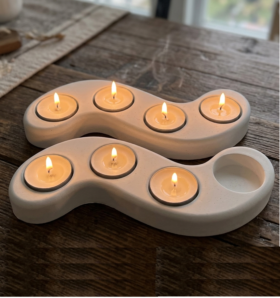 Set de Regalo - Combo N° 24: Portavela "S" Liso para 4 Velas & Pack de Velas de Noche - Imagen 5