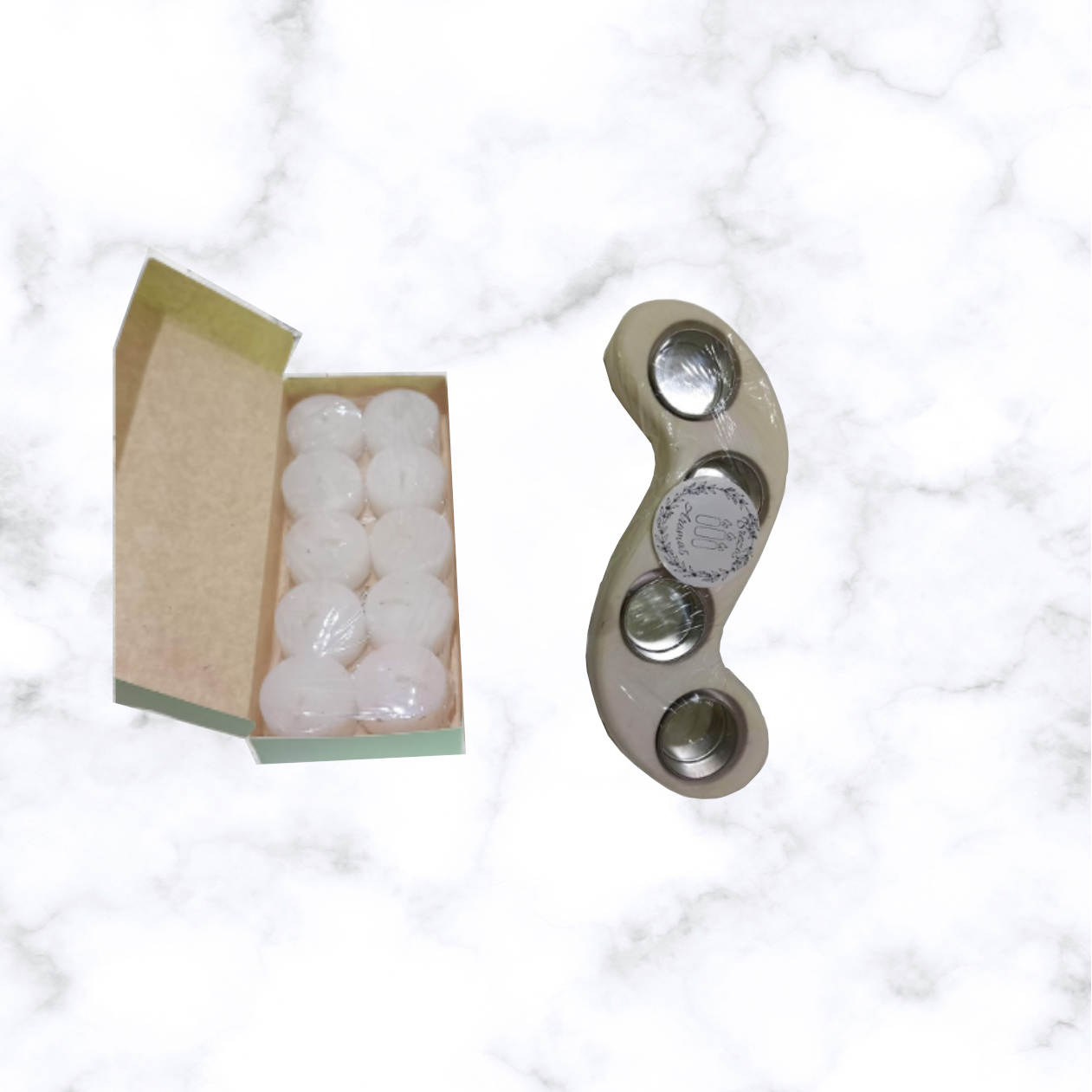 Set de Regalo - Combo N° 24: Portavela "S" Liso para 4 Velas & Pack de Velas de Noche - Imagen 2