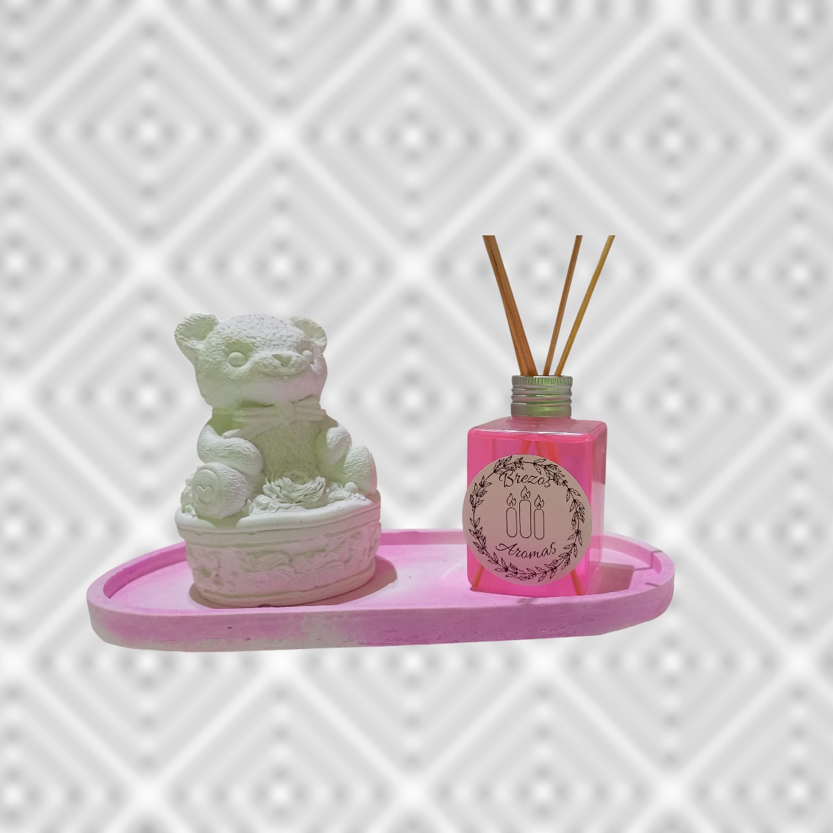 Set de Regalo - Combo N° 34: Bandeja Deco, Difusor (70cc) & Oso de Yeso Grande Blanco - Imagen 4