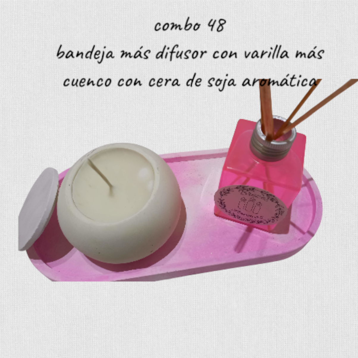 Set de Regalo - Combo N° 47: Bandeja de 22cm, Cuenco Bombé Relleno & Difusor (70cc)