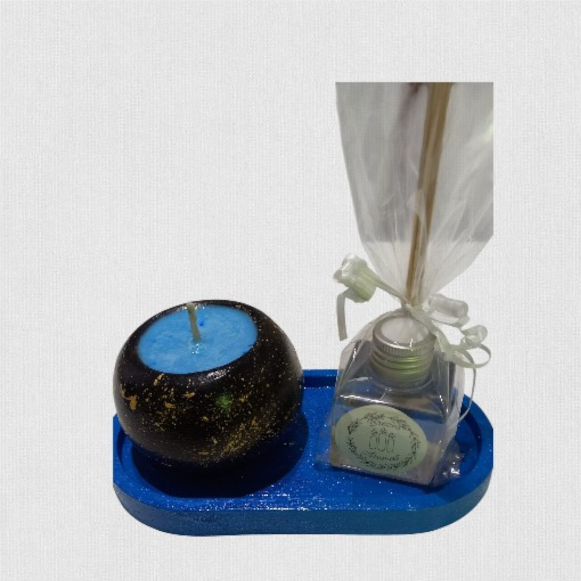 Set de Regalo - Combo N° 47: Bandeja de 22cm, Cuenco Bombé Relleno & Difusor (70cc) - Imagen 3