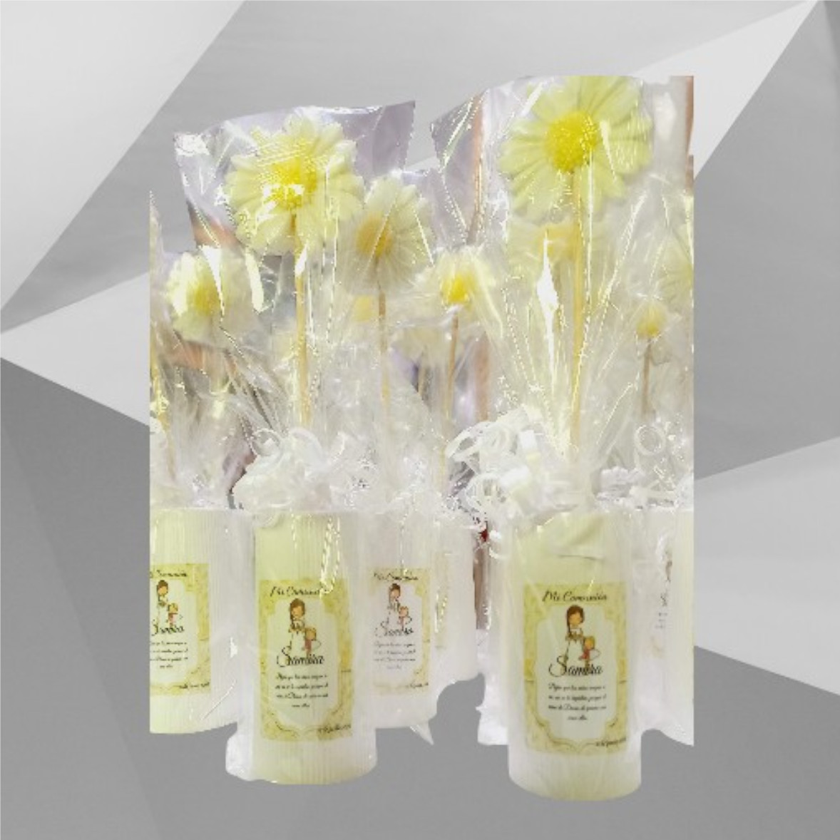 Set de Regalo - Combo N° 49: Florero Largo Personalizado & Jabón Margarita 3D con Tallo