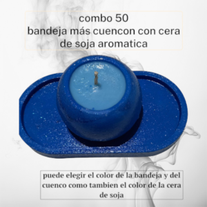 Set de Regalo - Combo N° 50: Bandeja Mediana & Cuenco Bombé de Soja Pintados a Mano