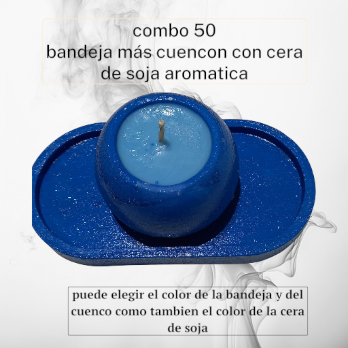 Set de Regalo - Combo N° 50: Bandeja Mediana & Cuenco Bombé de Soja Pintados a Mano