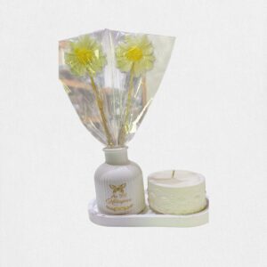 Set Premium - Combo N° 56: Florero Barnizado Personalizado, Cuenco Labrado de Soja & Jabón Margarita 3D