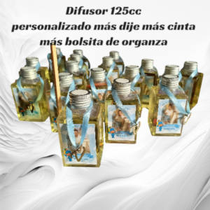 Difusor Aromático Deluxe (125cc) – Presentación en Organza, Cinta y Dije