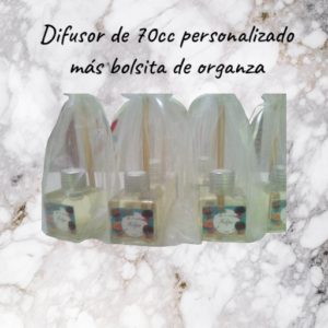 Difusor Aromático en Bolsa de Organza (70cc) – Souvenir Elegante y Personalizado