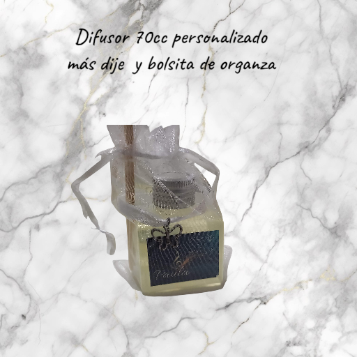 Difusor Aromático Deluxe (70cc) – Presentación con Organza, Cinta y Dije Personalizado - Imagen 3
