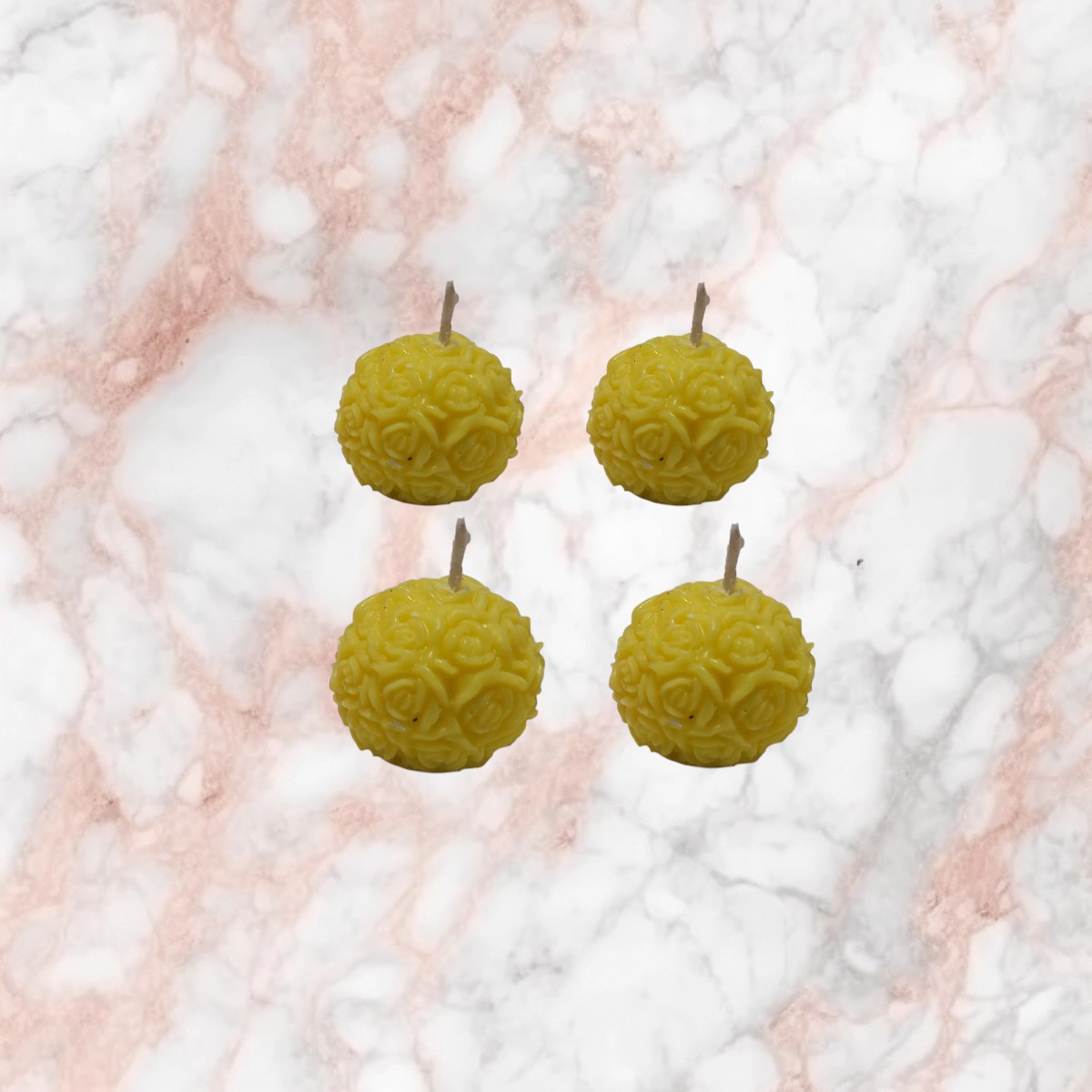 Pack x4 Velas de Soja Esfera con Rosita en Relieve (4 cm) - Imagen 3