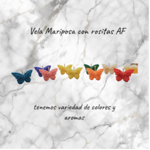 Pack x10 Mini Velas Mariposa con Rositas en Relieve – Soja Alta Fusión