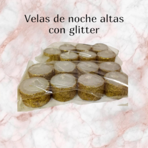 Velas de Noche Altas con Glitter (Pack x 10)