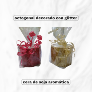 Vela de Soja en Envase Octogonal de Yeso con Glitter (45cc)