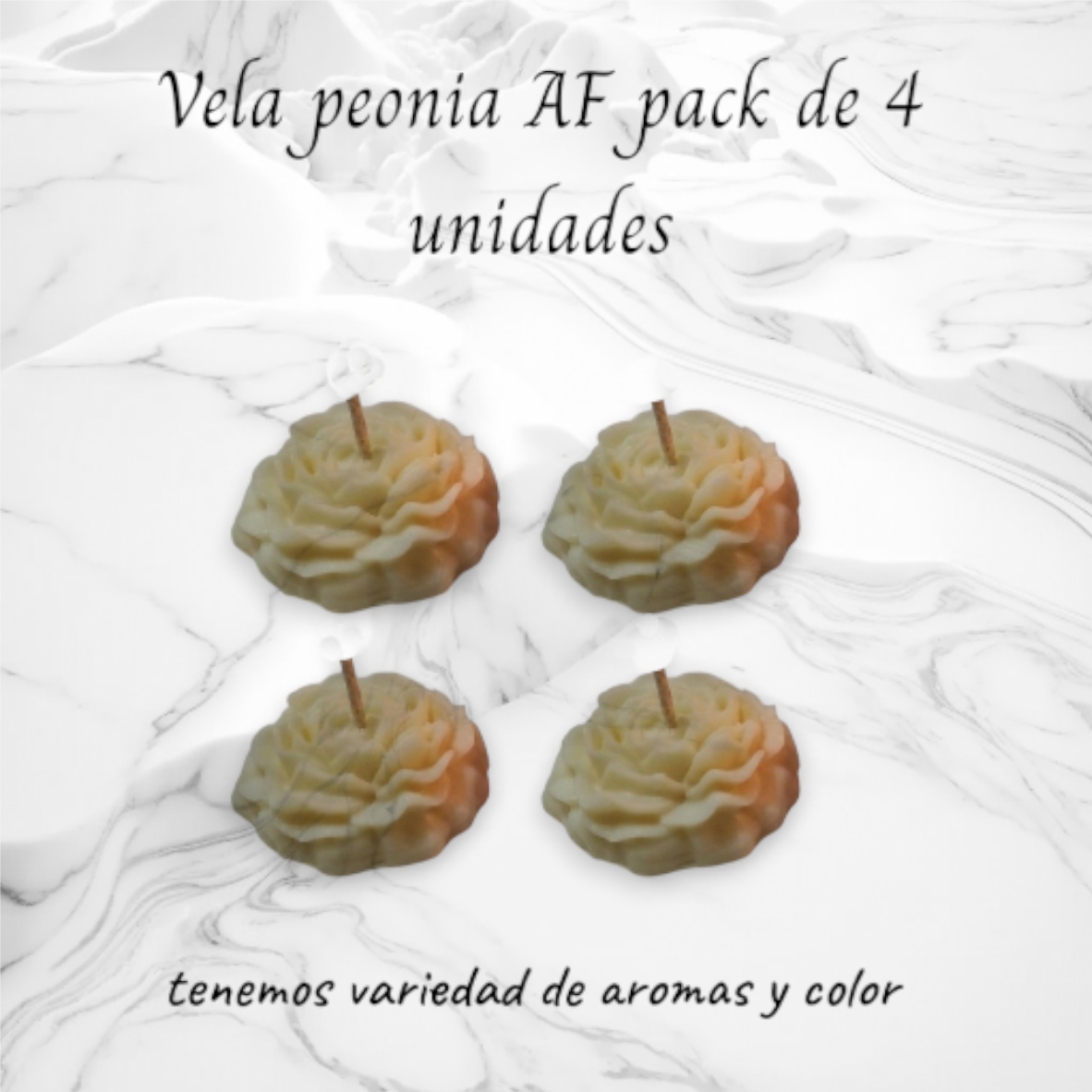 Vela Flor Peonía en Cera de Soja Alta Fusión – Pack de 4 Unidades - Imagen 2