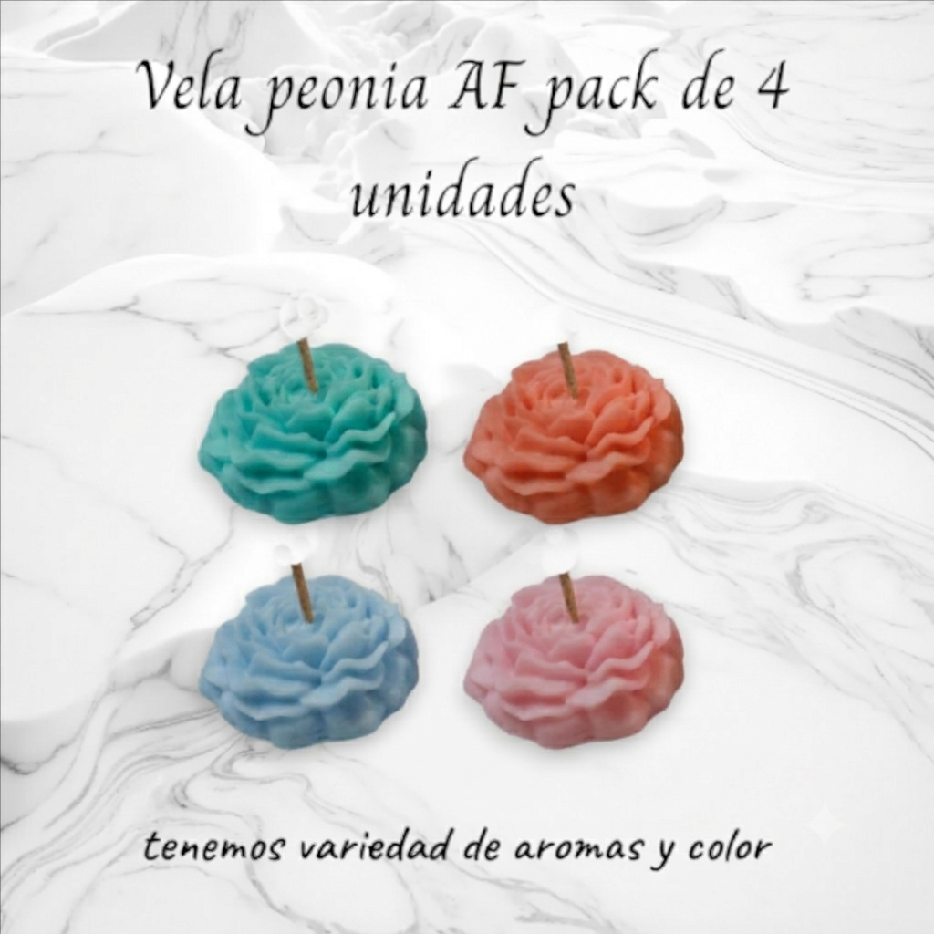Vela Flor Peonía en Cera de Soja Alta Fusión – Pack de 4 Unidades - Imagen 4