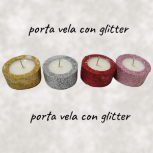 Portavela de Yeso Individual con Glitter y Vela de Soja (30cc)