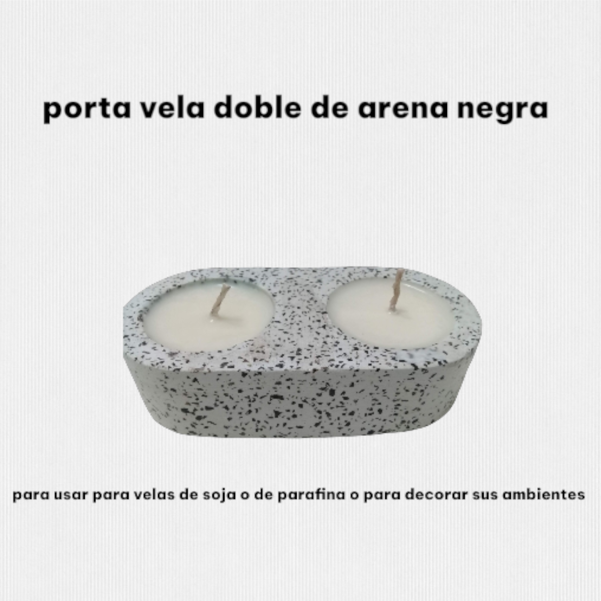 Portavelas Doble con Acabado en Arena Negra – Diseño Contemporáneo (12x5 cm)