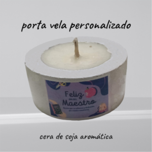 Portavela de Yeso Individual Personalizado con Vela de Soja (30cc)